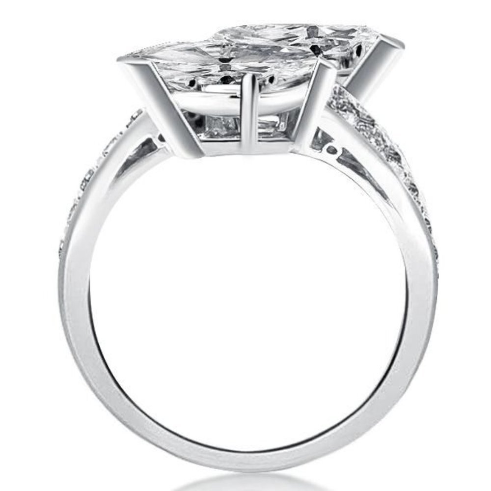 Marquise Double-CZ Bypass Ring in Silver - Picture 3 of 11